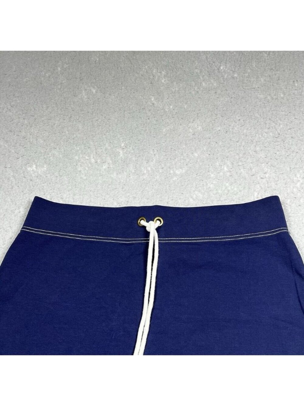 Skirt Women’s Size Large Navy Blue Drawstring A Line Mini Coastal Cotton - Picture 2 of 6
